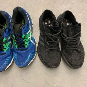 3 pairs of gently used shoes two athletic one Rockport  boots all size 10